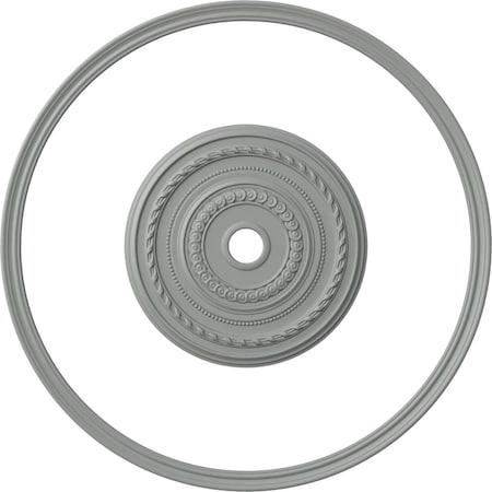 Ekena Millwork 52-in. OD x 47-in. ID Ceiling Ring with 25 3/8-in. OD Ceiling Medallion Cole Accent Kit CRM52OX25CO